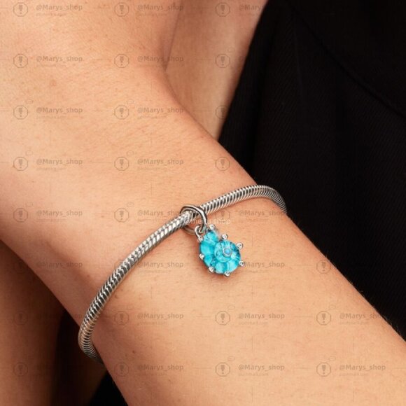 Pandora Blue Murano Glass Sea Snail Dangle Charm - Picture 2 of 2